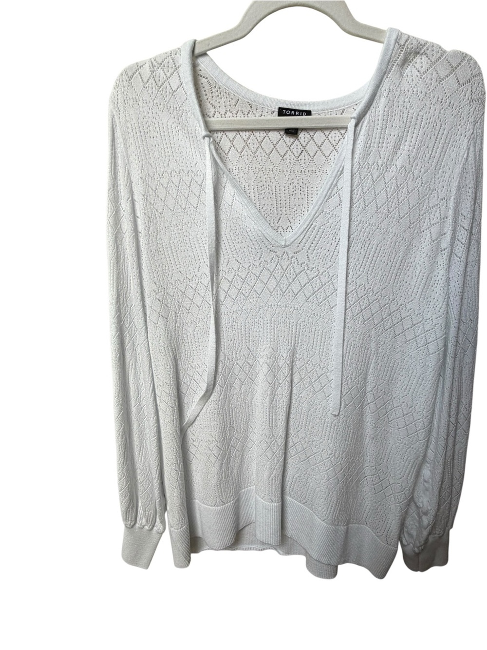 Torrid white Pointelle Knit Tie Detail Top Size 2